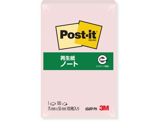 3M ポスト・イット ノート 再生紙 75×50mm ピンク 1冊 656RP-PN 通販