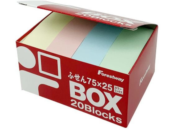 Forestway ふせん 75×25mm 4色アソート 20冊 通販【フォレスト