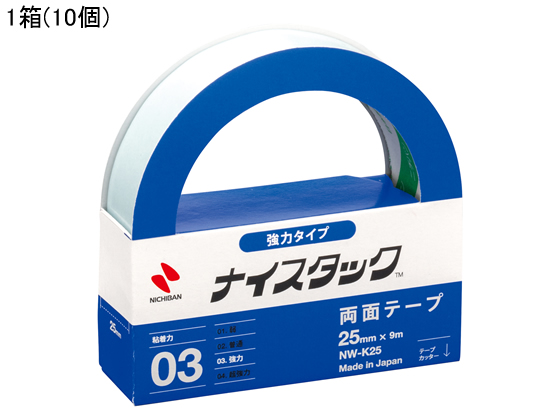 ●粘着力：強●幅２５ｍｍ×長さ９ｍ●カッター付パッケージ●裏面５ｍｍピッチ罫入●基材：不織布●はく離紙：紙●粘着剤：アクリル系●注文単位：１箱（１０個）●ＧＰＮエコ商品ねっと掲載