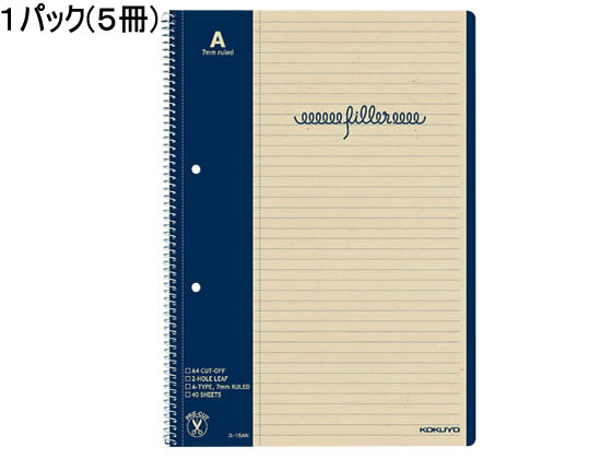 ●サイズ：Ａ４（Ａ罫７ｍｍ３５行）●枚数：４０枚●紙質：上質紙●表紙：色板厚紙●注文単位：１パック（５冊）●マージン罫入り●切り取って２穴ファイルに整理できます