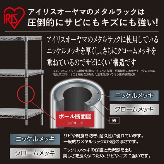 アイリスオーヤマ メタルラック Φ25mm 3段 幅120×奥行46×高さ90cm MR