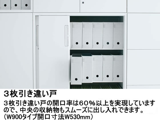 コクヨ エディア 下置き 3枚引戸 H1110 ホワイト 通販【フォレストウェイ】