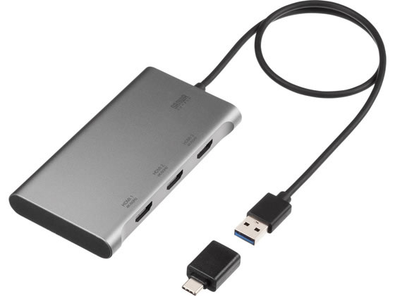 サンワサプライ USB-HDMIディスプレイアダプタ 4K×3画面出力 USB