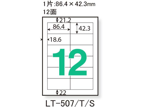 （まとめ）プラス レーザーラベル A4 2×6片付12面 86.4×42.3mm 四辺余白付 LT-507T 1冊(100シート) 〔×3セット〕