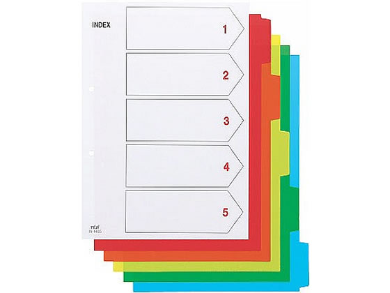 テージー カラーインデックスPP A4タテ 5山 2穴 IN-1405 通販