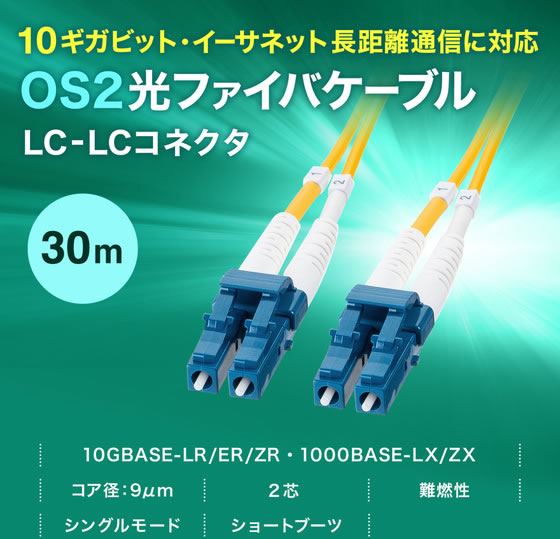 サンワサプライ メガネ型光ファイバケーブル シングル9μm・LC×2-LC×2