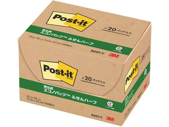 3M ポスト・イット ふせんハーフ 再生紙 エコノパック 75×12.5mm