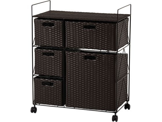 萩原 ランドリーワゴン 幅65cm ダークブラウン RAN-2458DBR 通販