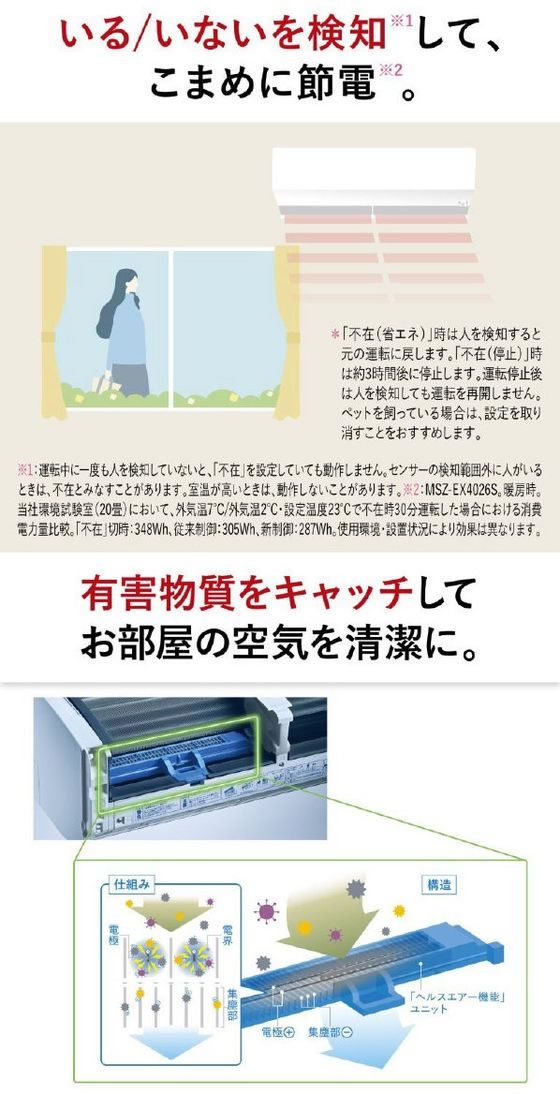 三菱 【標準工事付】6畳向け 自動お掃除付き 冷暖房エアコン e angle 
