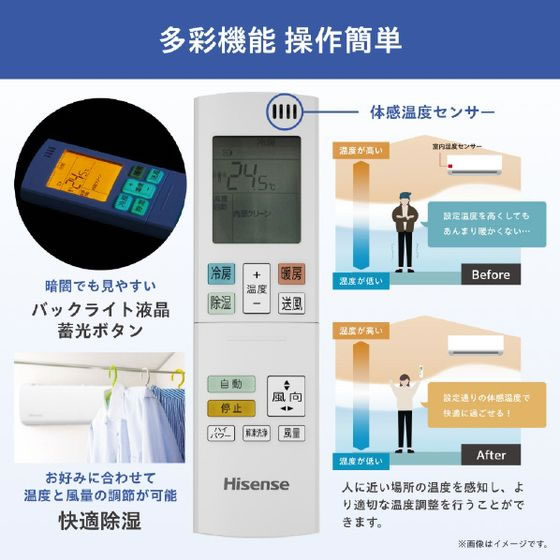 ハイセンス 【標準工事付】6畳向け 自動お掃除付き 冷暖房エアコン e