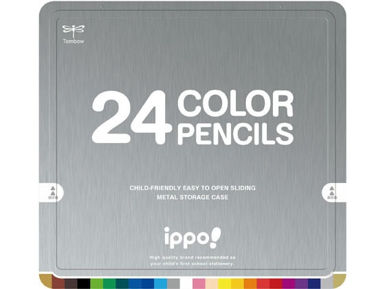 トンボ鉛筆 色鉛筆 イッポ スライド缶入色鉛筆 24色 PW04 CL-RPW0424C ippo!スライド缶入色鉛筆 24色の通販