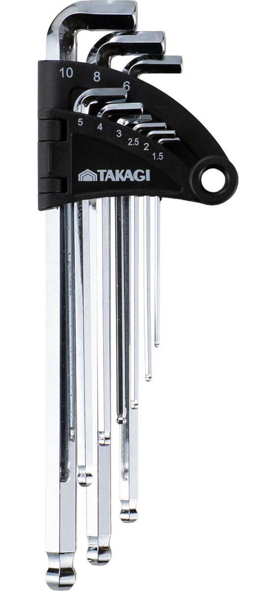 TAKAGI ボールポイント 六角棒レンチ ミリ 9本組 ショートヘッド