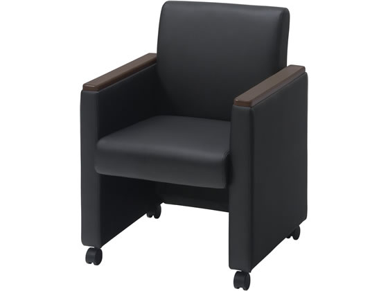 ●商品型番：NX-UP02-N BK●外寸法：幅６４０×奥行６７０×高さ８５０●座面高さ：４７０ｍｍ●肘高さ：６３５ｍｍ●材質：フレーム／木、クッション部／ウレタンフォーム、張り地／抗菌ＰＶＣ、木彫肘