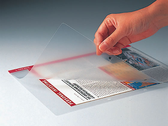 （まとめ） キングジム Lホルダー A4タテ 2穴 赤 見出し付 730 1枚 〔×100セット〕