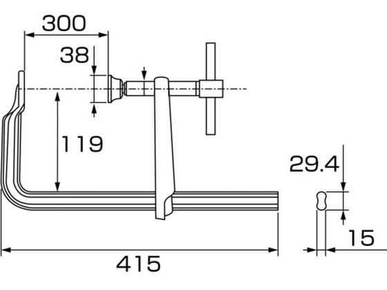 エビ L型クランプ エビ万力 バーハンドル強力型 300mm×119mm BH3012A