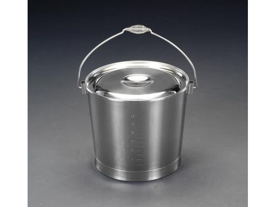 ●材質：ステンレス（１８−８）●取手：ワイヤーバネ●容量：２０Ｌ●サイズ：φ３５０×２８０（Ｈ）ｍｍ●フタ付●目盛付