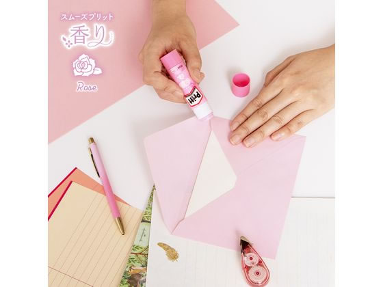 プラス スティックのり 香りプリット 約10g バラ 29773 NS-721RS