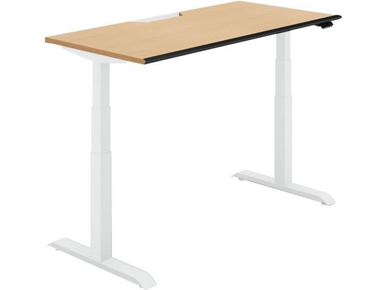 ●品番：ＤＳＥ−ＬＳＡ１４０７Ｂ−ＳＷＴ１２●外寸法：幅１３５０×奥行６７５×高さ６３０〜１２９０ｍｍ●下肢空間寸法：幅１１８５ｍｍ●天板厚さ：２５ｍｍ●材質：天板／（表面材）メラミン化粧板（エッジ）
