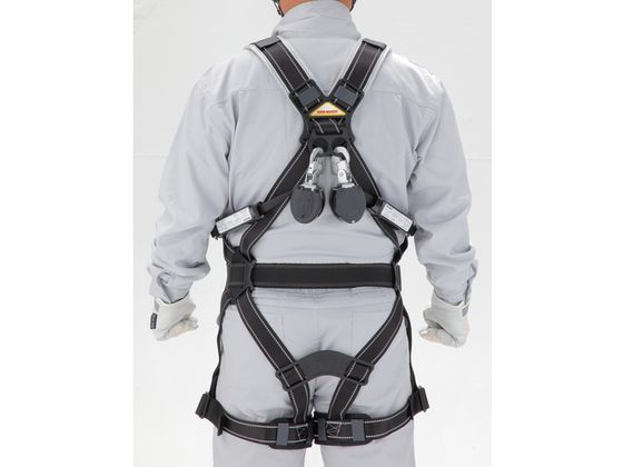 トーヨーセフティ フルハーネス型 巻取式(小型)タイプ1 ダブルランヤード(赤色樹脂蛍光プレートフック) 133W-TR-R トーヨーセフティ フルハーネス型 巻取式（小型）タイプ１ ダブル