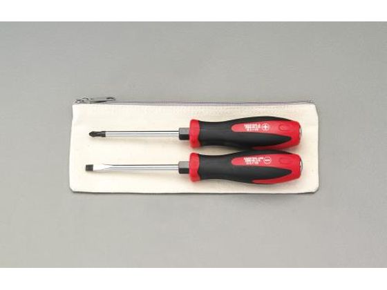●２本組●（＋）ドライバー：先端×軸径：＃２×６．３ｍｍ、軸長：１００ｍｍ●（−）ドライバー：刃幅×刃厚：６．０×１．０ｍｍ、軸長：１００ｍｍ●打撃できる貫通柄タイプ●手元六角付でスパナ・レンチの併用