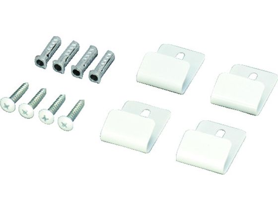 ●型番：JN-2●入数：4個●縦（mm）：32 ●色：白 ●奥行（mm）：12 ●横（mm）：23 ●耐荷重（kg）：10●メッシュパネル用 ●耐荷重：10kg●スチール●ビス×4本 ●鉛プラグ×4本