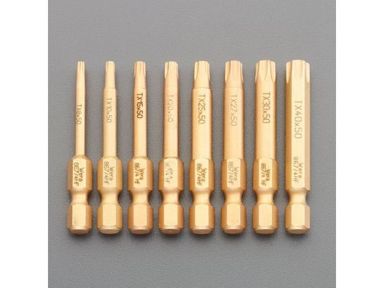 ●メーカー：Ｗｅｒａ●型番：※ＥＳＣＯオリジナルセット品●サイズ：Ｔ８・Ｔ１０・Ｔ１５・Ｔ２０・Ｔ２５・Ｔ２７・Ｔ３０・Ｔ４０（８本組）●全長（ｍｍ）：５０●六角シャンク：１／４"●溝長：約