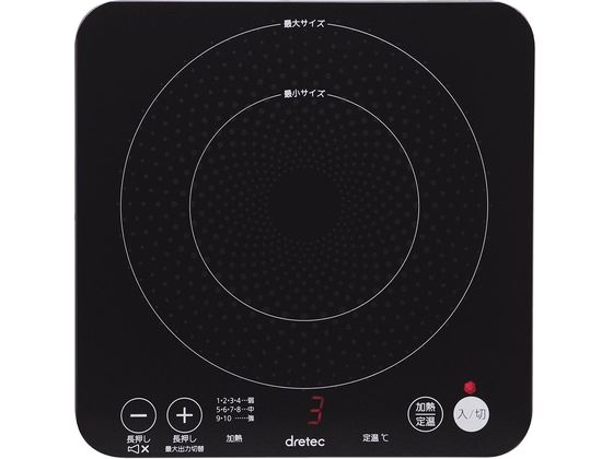 ●商品サイズ：約縦２０．５ｃｍ×横２０．５ｃｍ×高さ５．０ｃｍ●材質：本体／ＰＢＴ樹脂、ポリプロピレン、トッププレート／耐熱ガラス●商品重量：約１．５ｋｇ（付属の電源コードを含む）●対応鍋底サイズ：１