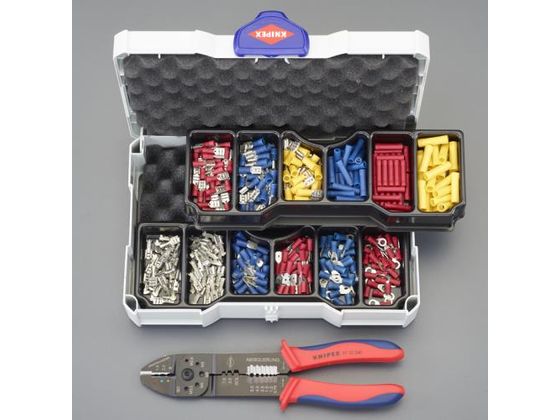 ●メーカー：ＫＮＩＰＥＸ（クニペックス）●型番：９７９０２５●セット内容：丸形絶縁圧着端子：φ４．０ｍｍ（０．５〜１．０ｍｍ２）×２５φ４．０ｍｍ（１．５〜２．５ｍｍ２）×２５絶縁中間接続子：（０．５