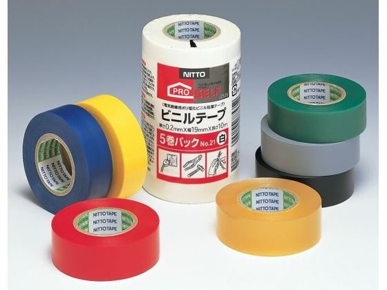 ニトムズ ビニルテープ No.21 黒 19mm×10 m 5巻パック J2537 通販