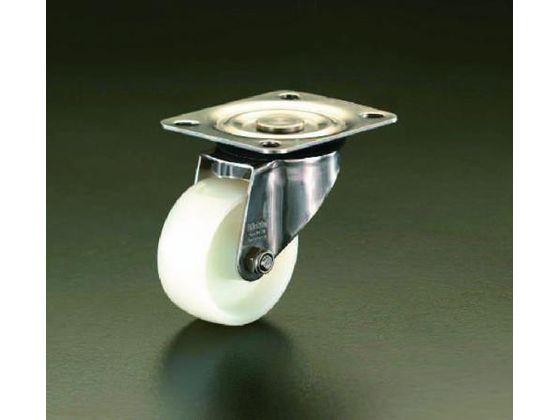 ●仕様：自在ブレーキ無●材質：金具：ステンレス、車輪：ナイロン６●車輪径×幅：１５０×５０ｍｍ●全高：１９０ｍｍ●耐熱温度：−２５〜８０℃●耐荷重：３００ｋｇ●重量：１．７ｋｇ●車輪は耐久性・耐食性・