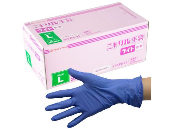 ●サイズ：Ｌ●厚み：６０μ●色：紫●材質：合成ゴム（ＮＢＲ）●食品衛生規格合格品●注文単位：１箱（２００枚）