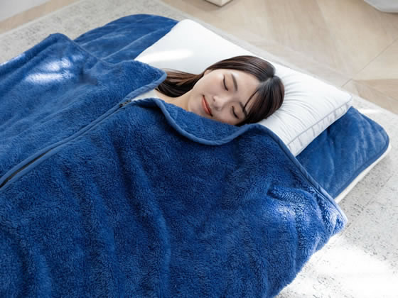 ファミリー・ライフ 吸湿発熱寝袋毛布敷パッド S ネイビー