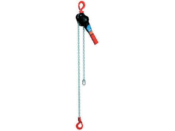 ●型番：YA-00815●定格荷重（t）：0．8 ●標準揚程（m）：1．5 ●フック間最小距離（mm）：290 ●レバー長さ（mm）：268●ボディー：スチール ●ロードチェーン：特殊合金鋼