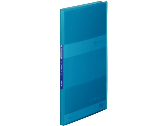 ●本体色：青●サイズ：Ａ４タテ型●外寸：３０７×２３１×１２ｍｍ●ポケット数：２０枚●適正収納枚数：４０枚●表紙素材など：カラー透明ＰＰ表紙●ポケットタイプ：上から入れるタイプ●台紙：なし