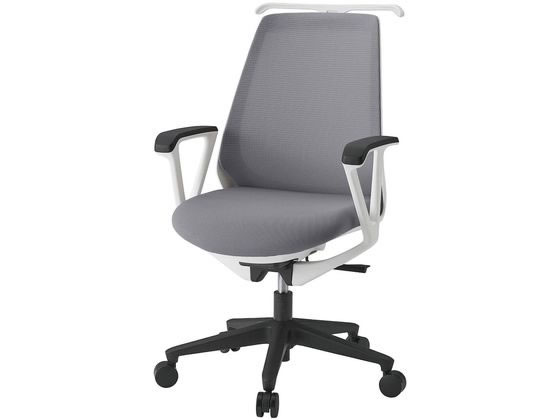 ●品番：ＫＺ−３３６ＰＶＨ１Ｗ９Ｗ６●カラー：ベース／ホワイト、張地／ライトグレー●外寸法：幅６００×奥行６３０〜６４０×高さ９１５〜１００５（１０６０）ｍｍ●座面高さ：４００〜４９０ｍｍ●重量：１３