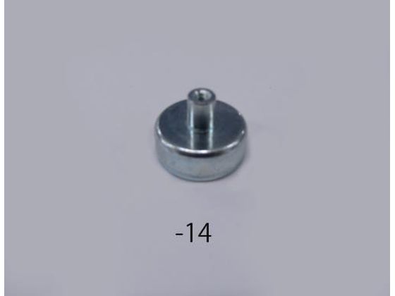 ●材質：フェライト磁石、スチール（亜鉛メッキ加工）●吸着力：３０Ｎ（３．０ｋｇｆ）●サイズ：φ２０×６（ネジ穴込：１３）ｍｍ●ネジサイズ：Ｍ３●使用温度：１２０℃以下●重量（１個）：１１ｇ●入数：１０