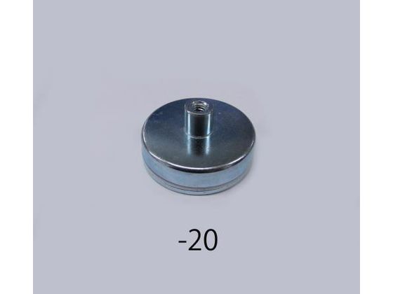 ●材質：フェライト磁石、スチール（亜鉛メッキ加工）●吸着力：２２０Ｎ（２２．０ｋｇｆ）●サイズ：φ５０×１０（ネジ穴込：２２）ｍｍ●ネジサイズ：Ｍ６●使用温度：１２０℃以下●重量：１１０ｇ●入数：１個