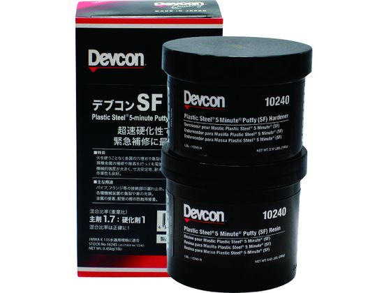 ●型番：DV10240●入数：1S●色：濃灰色 ●容量（g）：450 ●容量（kg）：0．45 ●可使時間：3〜5分（25℃） ●硬化時間：1時間（25℃） ●耐熱温度（℃）：90℃●硬化時間（25℃