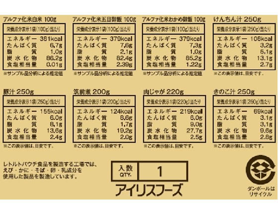アイリスオーヤマ 防災食 3日分 ごはんとおかずセット 312077 通販
