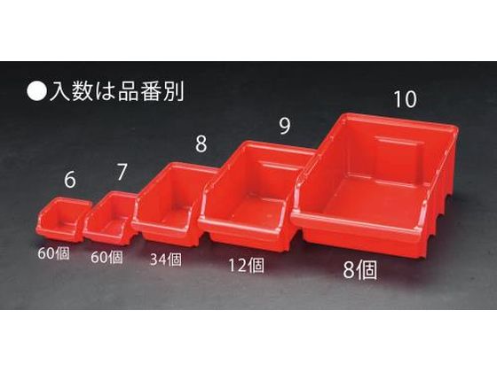●材質：高衝撃性プラスチック●耐薬品性●積み重ね可能●外寸（ｍｍ）Ｗ×Ｄ×Ｈ：１０３×１６５×７４●入数：６０個●カラー：赤