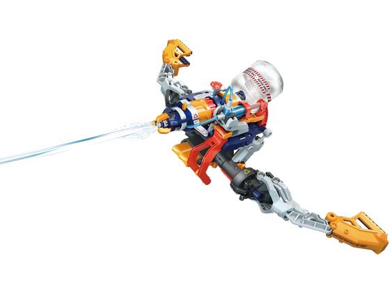 サイボーグブラスターはキミの手をカスタマイズするパワーアップメカです。「ブーメランモード」、「シールドモード」、「ソードモード」、「クロスボウモード」、「グリッパーモード」の５タイプに変形し、トリガー