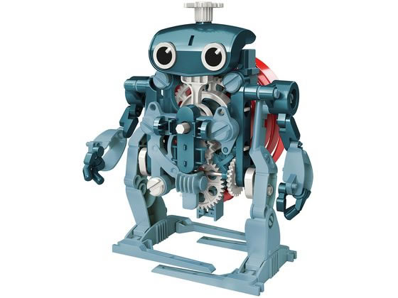 ロボタイミーはプラスチック製のゼンマイをグルグル巻いてパワーを生み出すメカ工作キットです。メカはゼンマイで動くので、乾電池もモーターも使用しません。パーツの組み換えで３タイプのメカを作ることができます