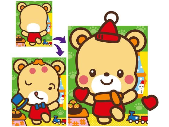 ●内容：ふくわらいシート×１、パーツ台紙×１、わゴム×２●商品サイズ：ふくわらいシート：４００×５００ｍｍ、パーツセット（型抜き加工済）：３００×４００ｍｍ●材質：紙