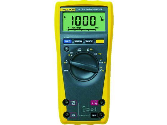 ●型番：177●直流電圧（V）：1000 ●交流電圧（V）：1000 ●直流電流（A）：10 ●交流電流（A）：10 ●抵抗（Ω）：50M ●幅×奥行×高さ：90×43×185mm ●連続使用時間：3