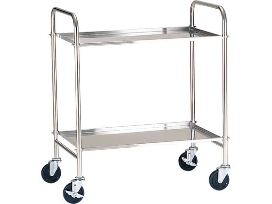 ●サイズ：外寸７３０×４７０×Ｈ８８０ｍｍ●車輪：直径１００ｍｍ×４輪自在（２輪ストッパー付）●棚間隔：４６８ｍｍ●材質：１８−８ステンレス
