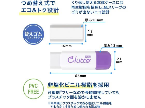 消ゴム プラス ケース消しゴム くるっと パープル 36882 ER-0111 通販