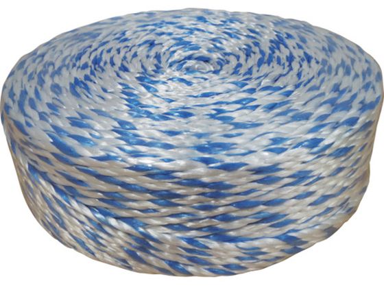 ●型番：PY-35-300●色：白／青 ●線径（mm）：8 ●長さ（m）：300 ●包装形態：シュリンクパック●伸度：20％以下（一般PPロープは40％：製品比較） ●伸度（％以下）：20（一般PPロ