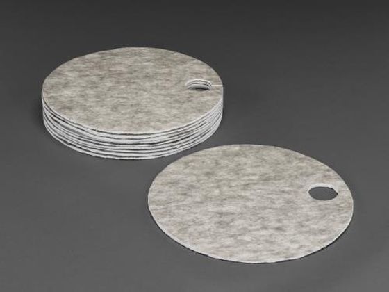 ●サイズ：φ５６０×１０（ｔ）ｍｍ●吸収能力：２４．６Ｌ／１０枚●入数：１０枚●カラー：グレー●材質：再生セルロース繊維●水・油専用吸着材●油や水などの液体を吸収し、下への染み込みや汚れ、液体の流出を