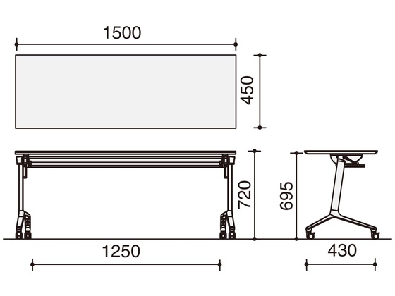 コクヨ テーブル CONFEST ブラウン W1500×D450 通販【フォレストウェイ】