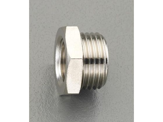 ●材質：真鍮（ニッケルメッキ）●最高使用圧力：０．８ＭＰａ●ねじ径（雄）：Ｇ（ＰＦ）３／８"●ねじ径（雌）：Ｇ（ＰＦ）１／４"●ねじ有効長：１４×９ｍｍ●六角対辺：１９ｍｍ●全長：